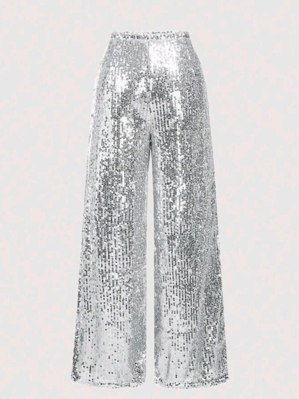 Wide Leg Silver Sequin Pants
